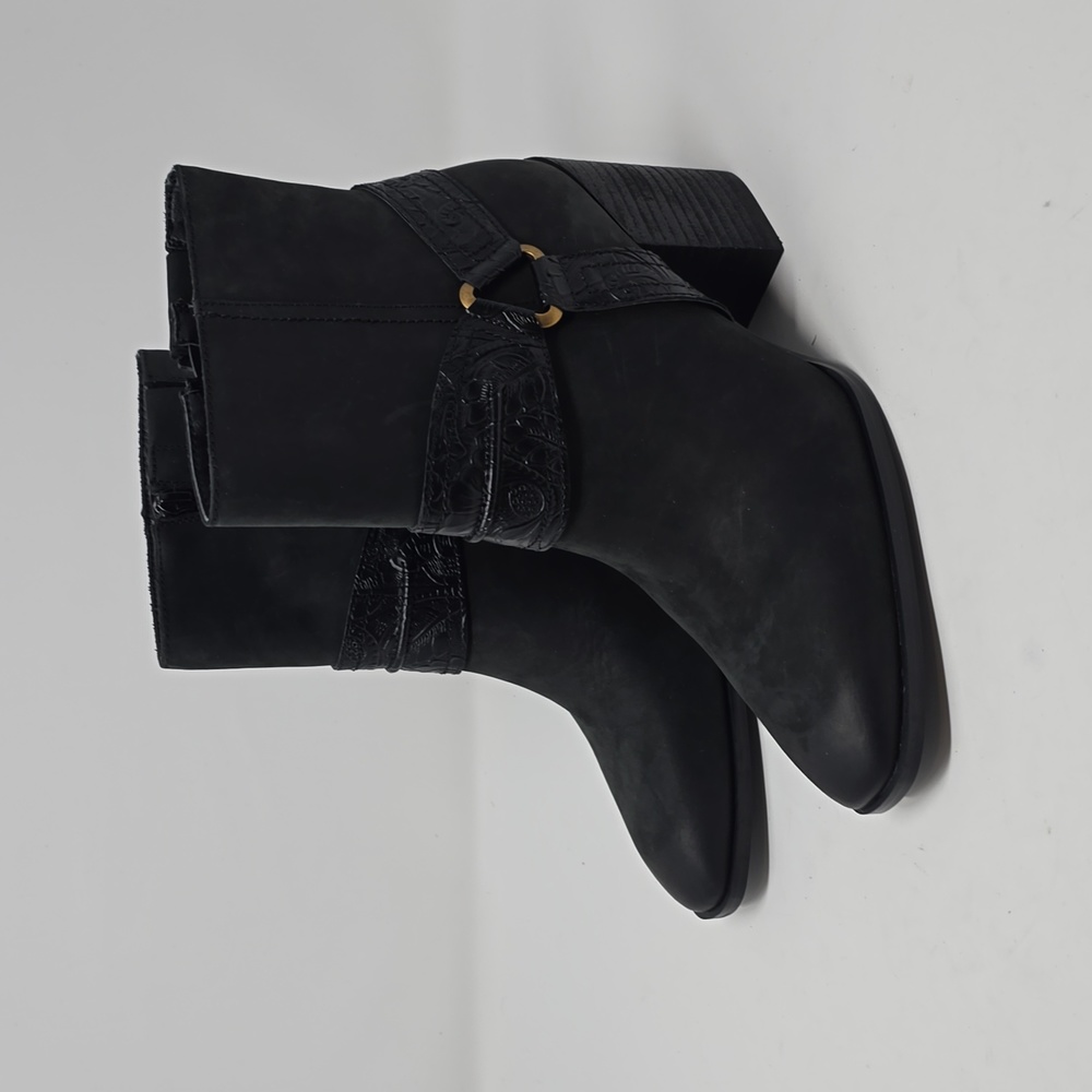 Vionic Carnelia Black Leather Repellent Water Repellent Zip Side Booties Size 9